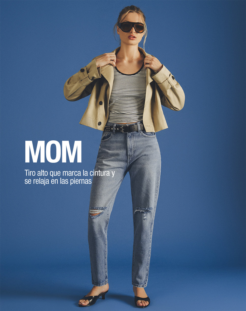 Jean mom alto medio índigo medio mujer