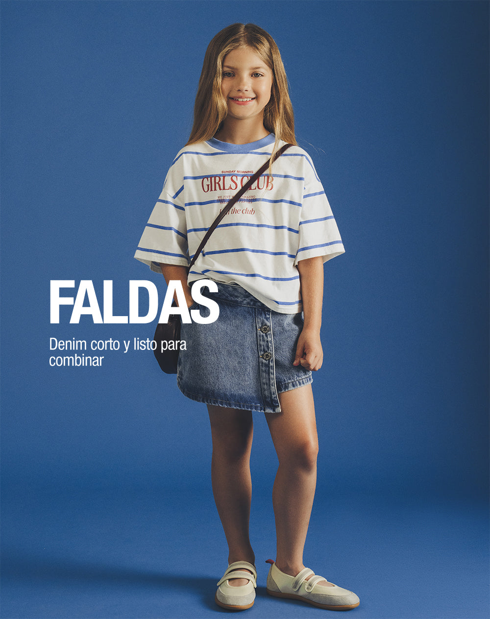 Falda short denim índigo oscuro niña