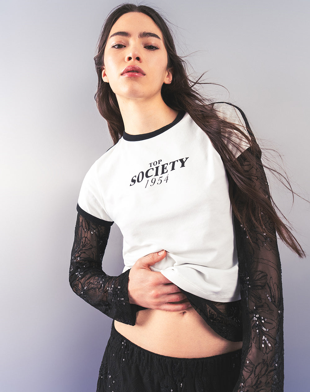 Camiseta slim estampada crudo mujer
