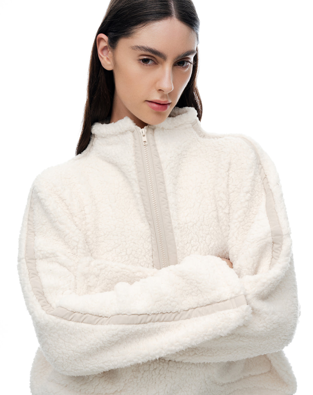 Buzo oversize borrego avena mujer