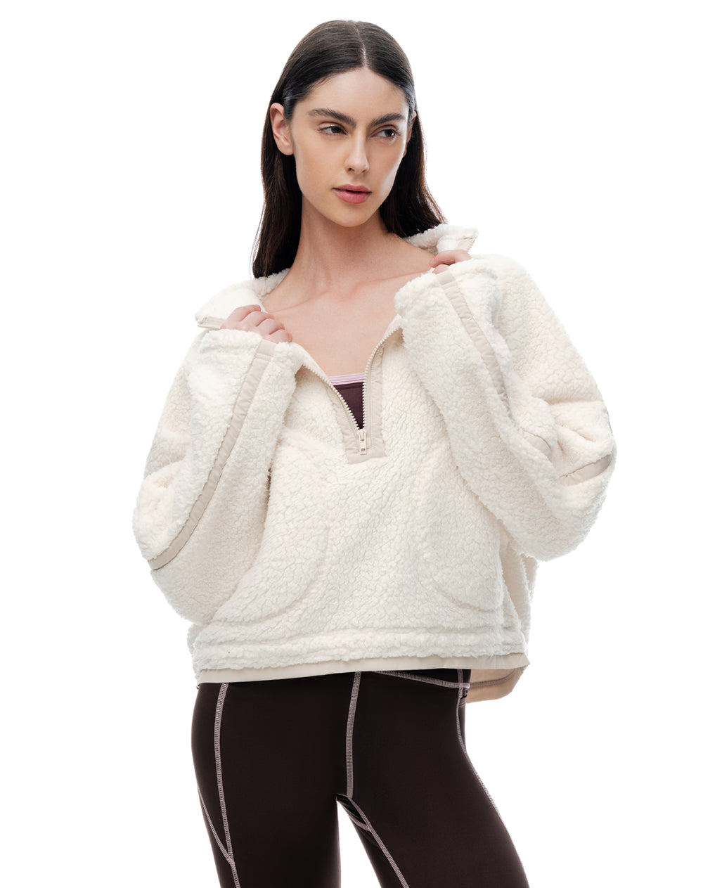 Buzo oversize borrego avena mujer