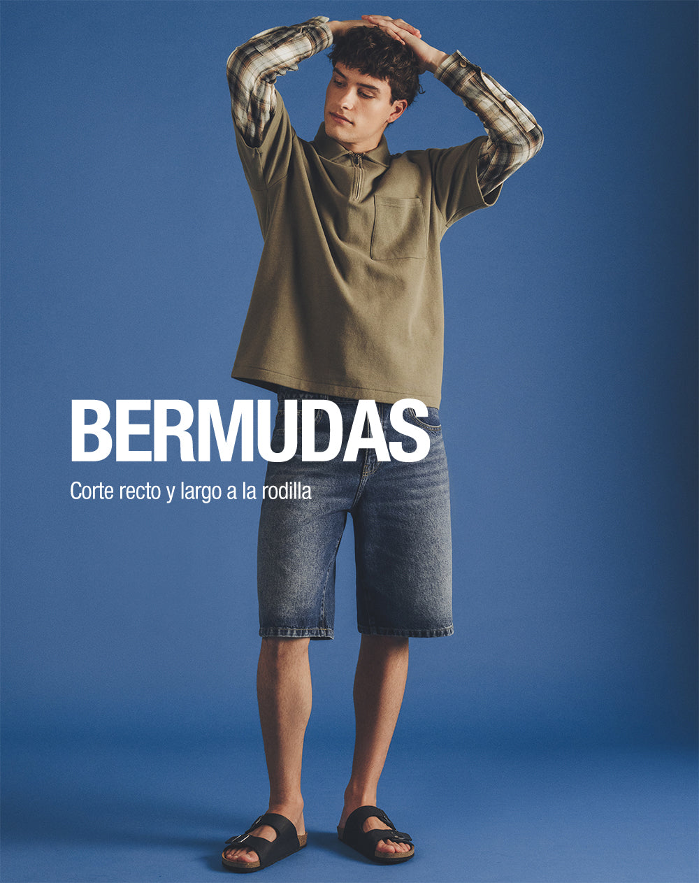 Bermuda regular índigo medio hombre