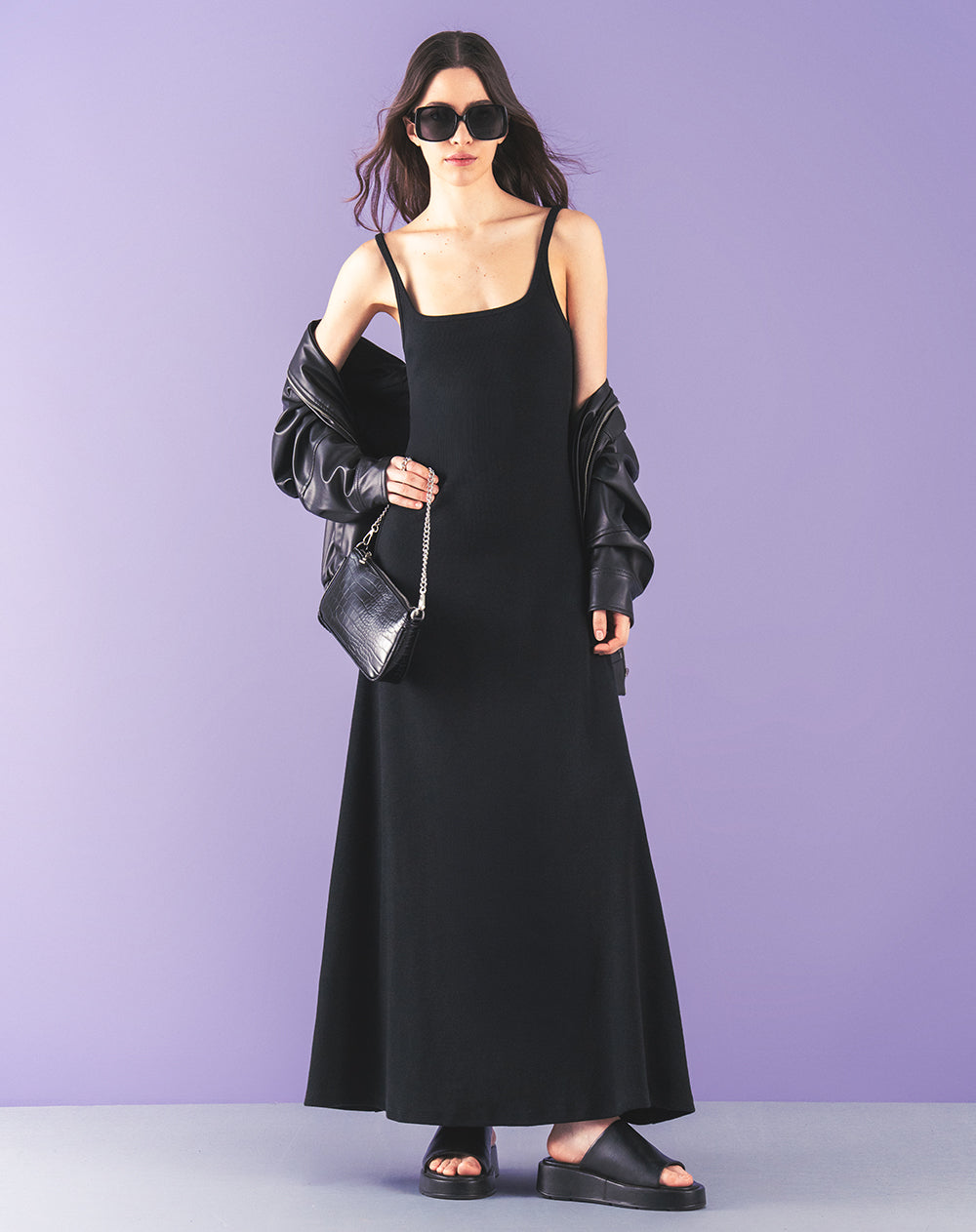 Vestido largo negro mujer