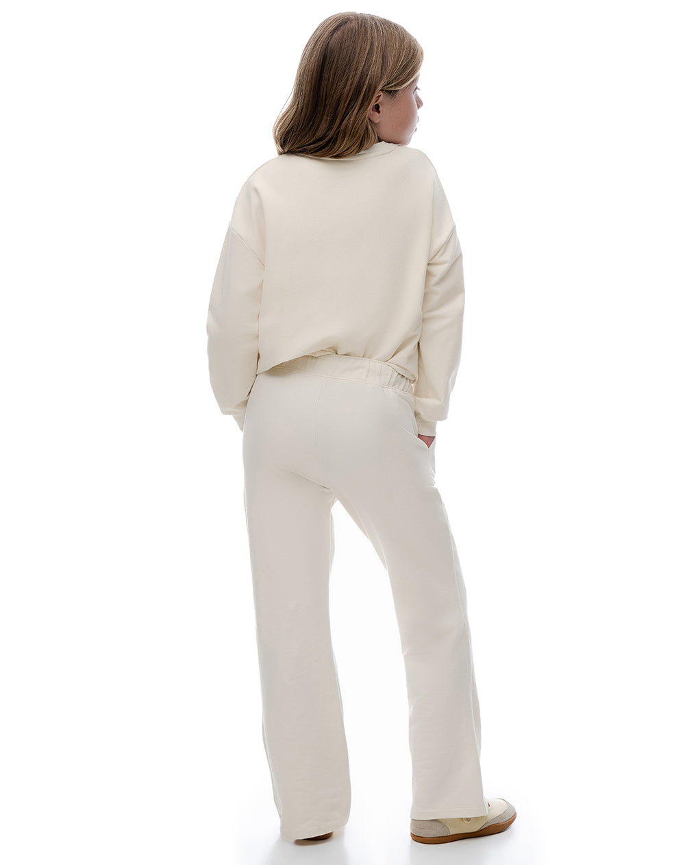 Pantalón regular tiro alto vainilla niña
