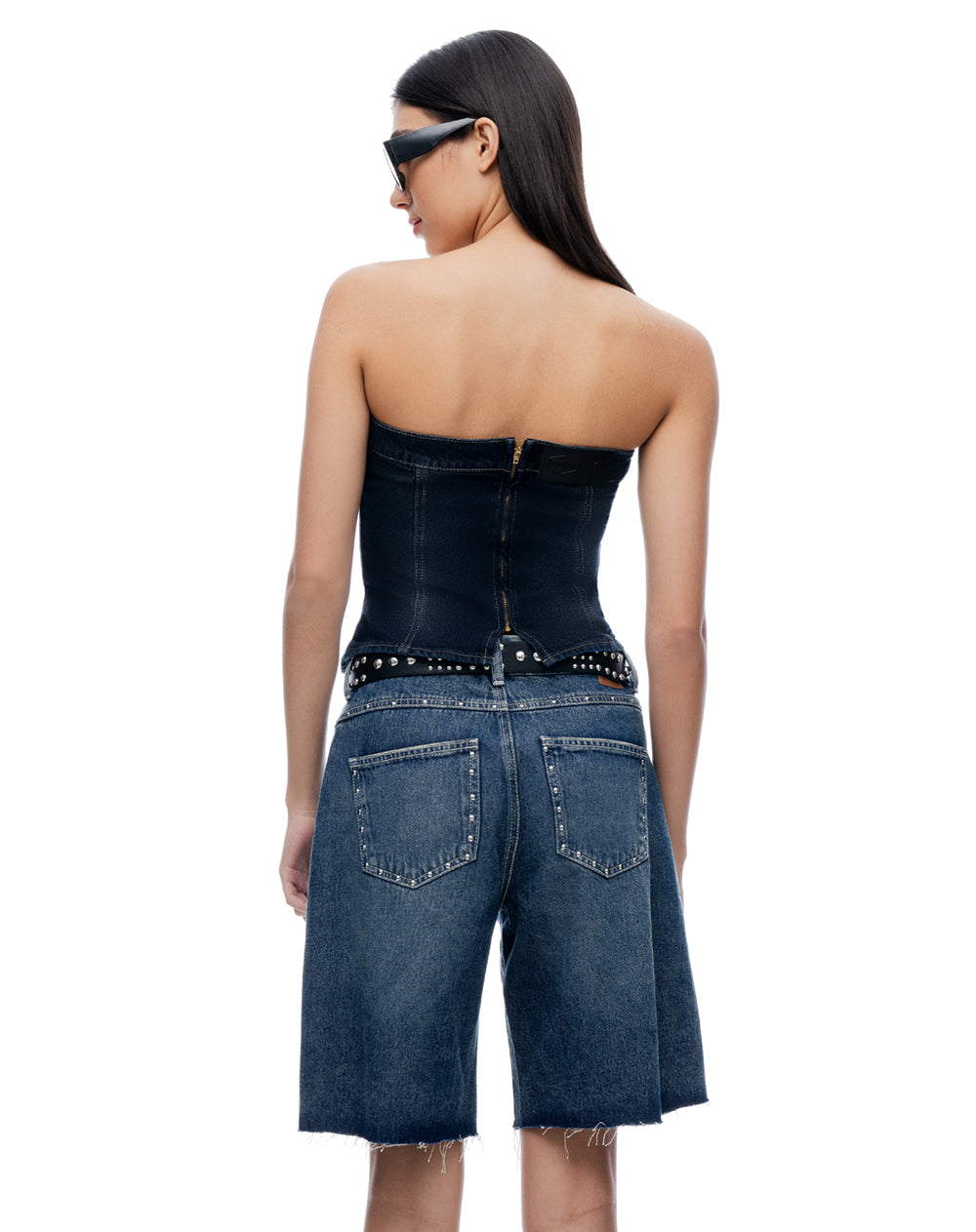 Bermuda loose índigo oscuro mujer