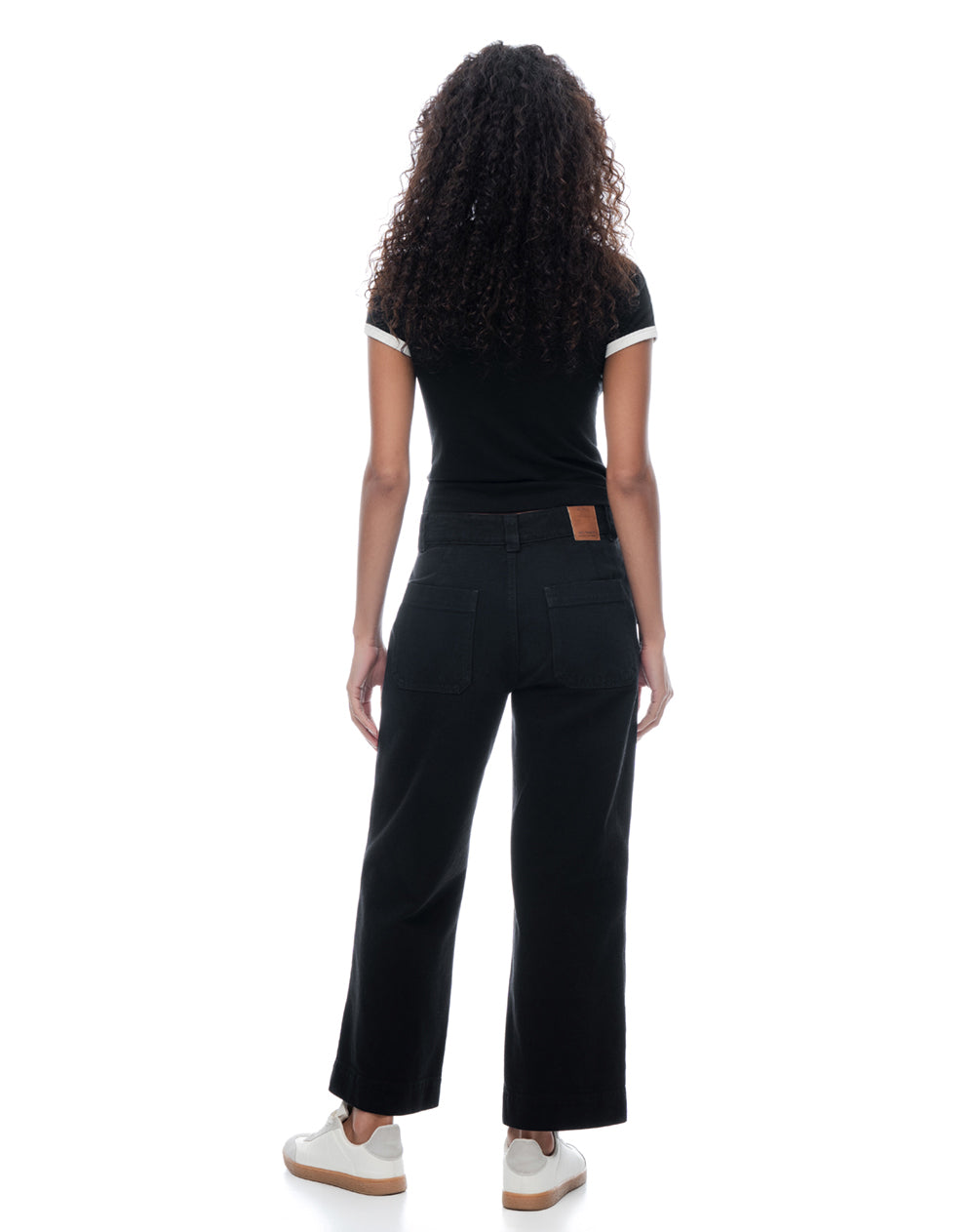 Jean culotte tiro medio negro mujer