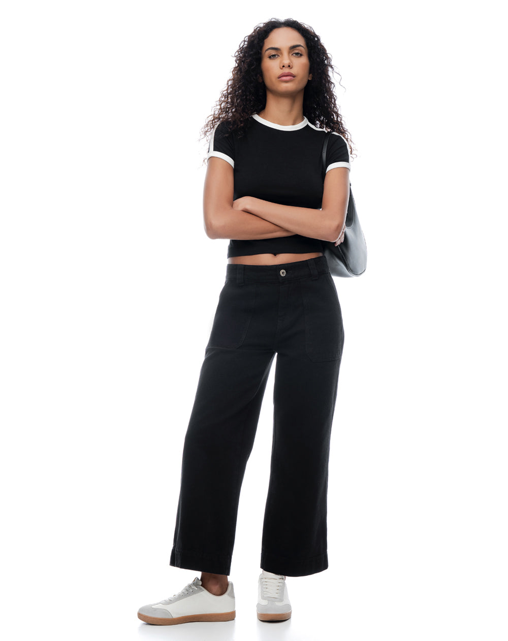 Jean culotte tiro medio negro mujer