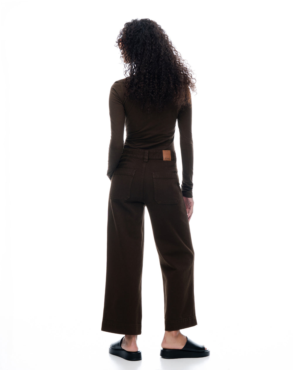 Jean culotte tiro medio chocolate mujer