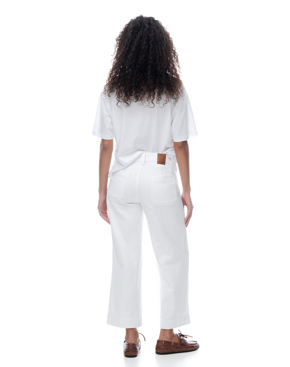 Jean culotte tiro medio blanco mujer