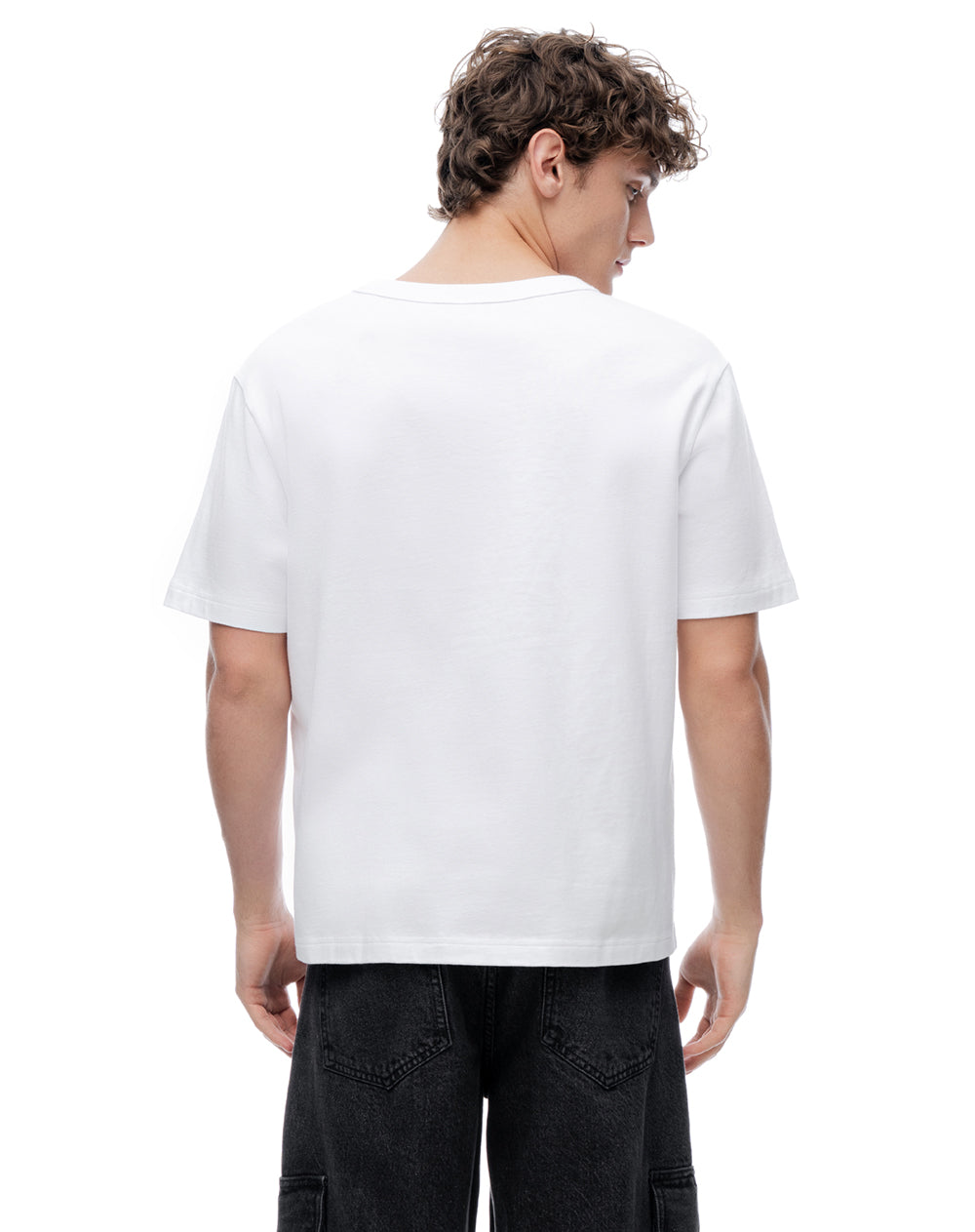 Camiseta manga corta oversize algodón blanca hombre