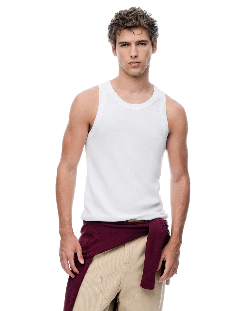 Camisilla slim algodón blanca hombre