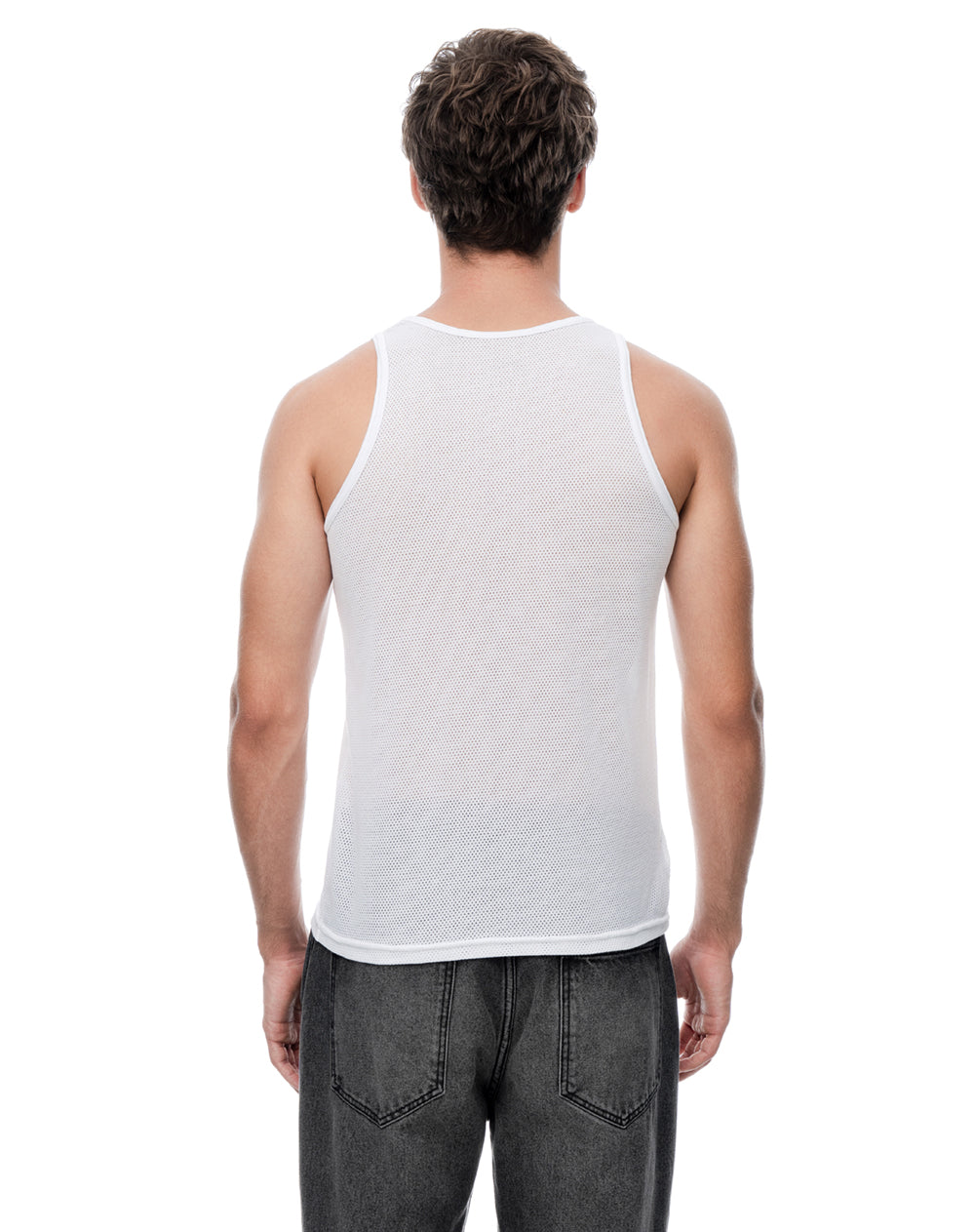 Camisilla slim malla blanca hombre