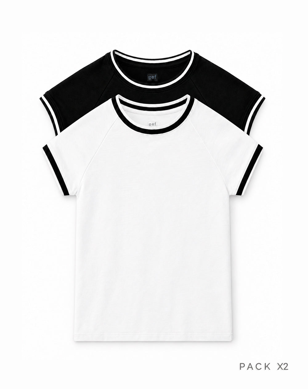 Pack x2 camiseta slim algodón blanco + negro mujer