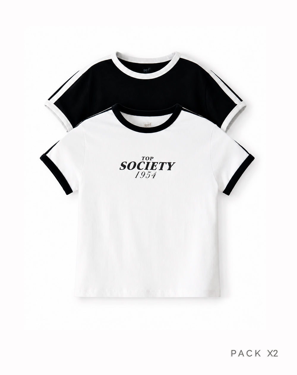 Pack x2 camiseta slim negro + blanco mujer