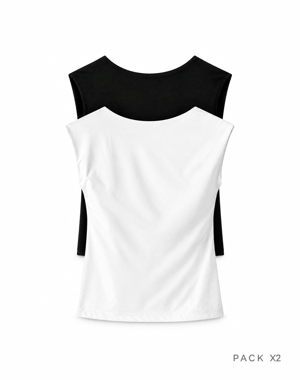 Pack x2 camiseta crop slim doble tela blanco + negro mujer