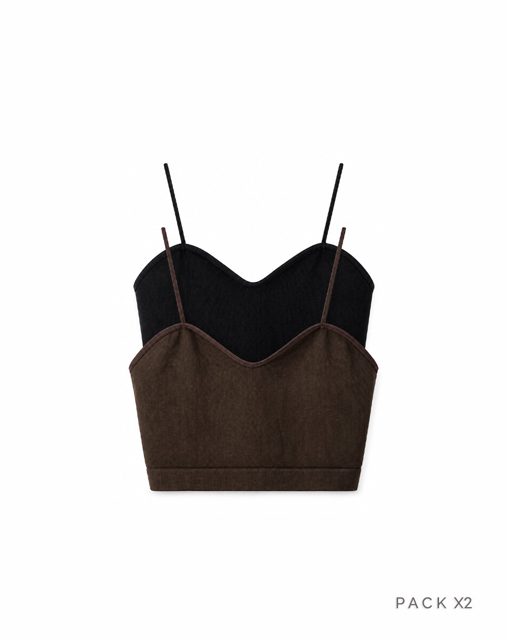 Pack x2 crop top seamless negro + chocolate