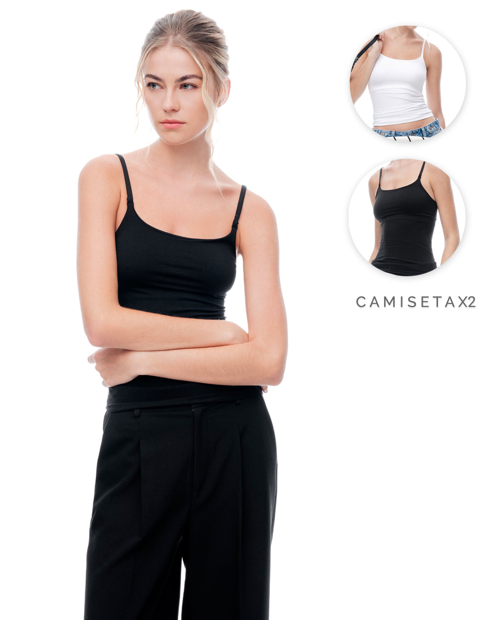 Camisilla slim seamless x2unds surtidas mujer