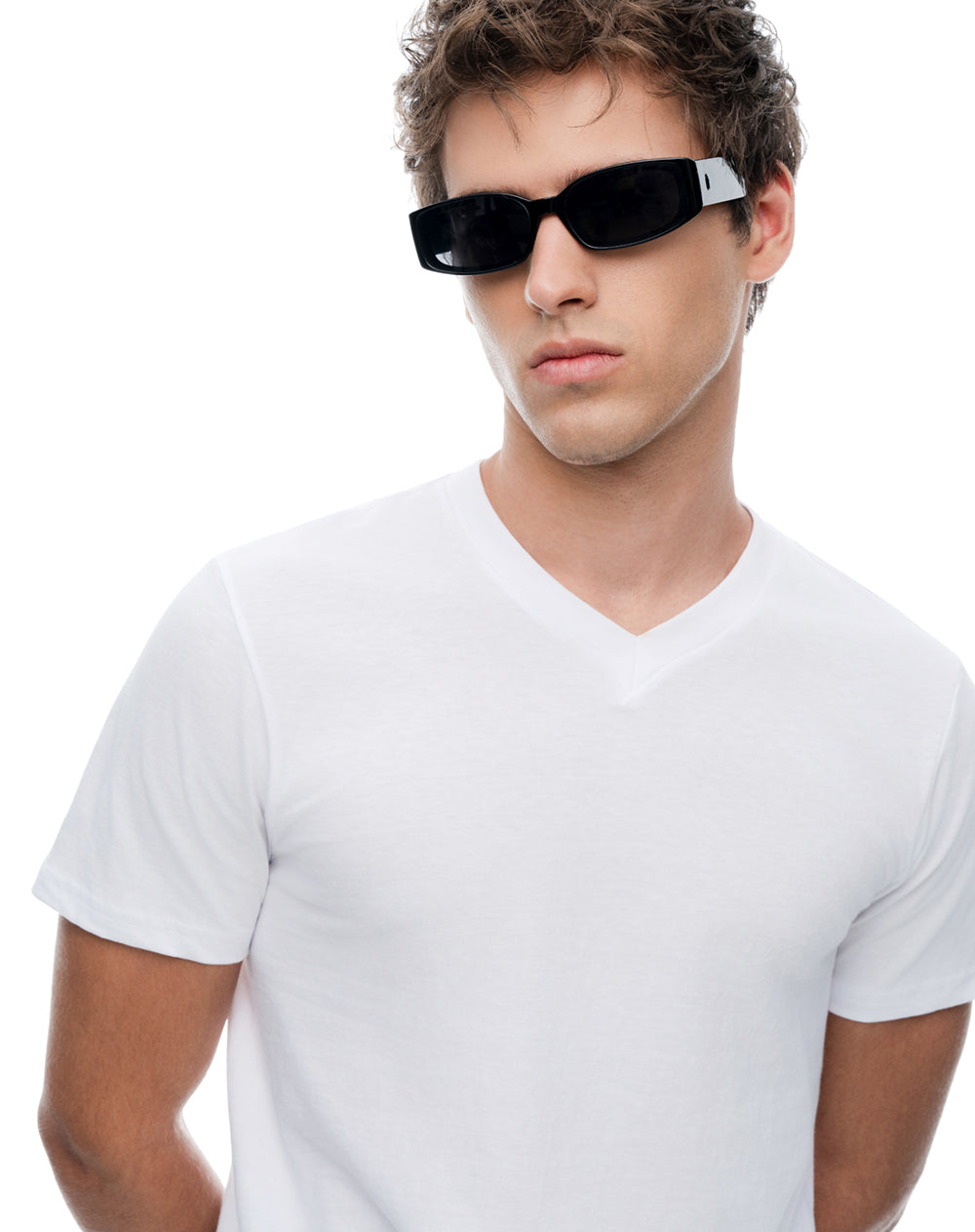 Camiseta slim algodón jersey x2unds blanca hombre