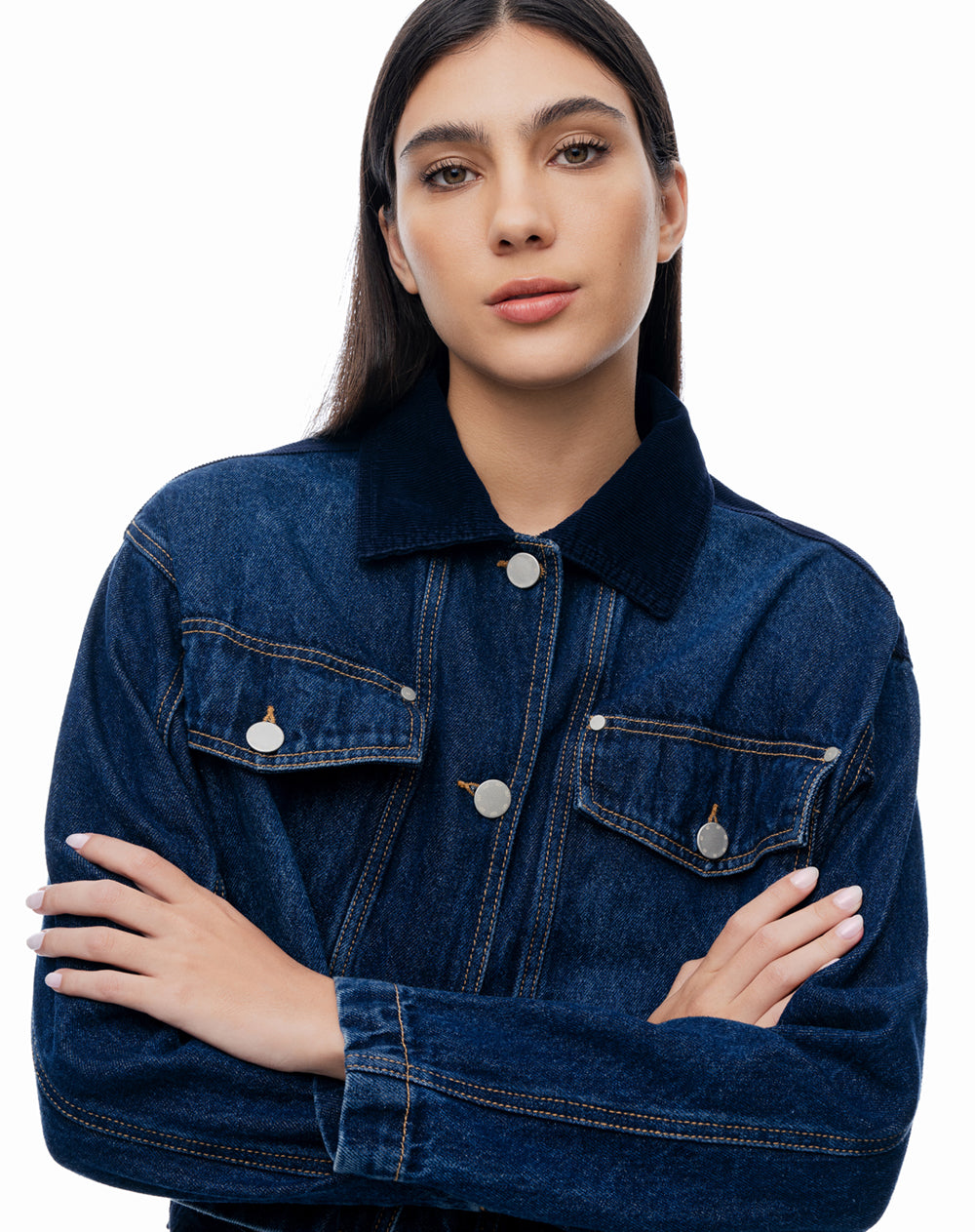 Chaqueta regular sin capucha índigo medio