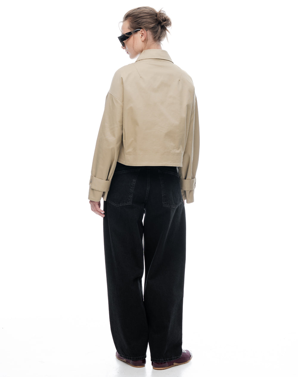 Chaqueta regular sin capucha kaki mujer