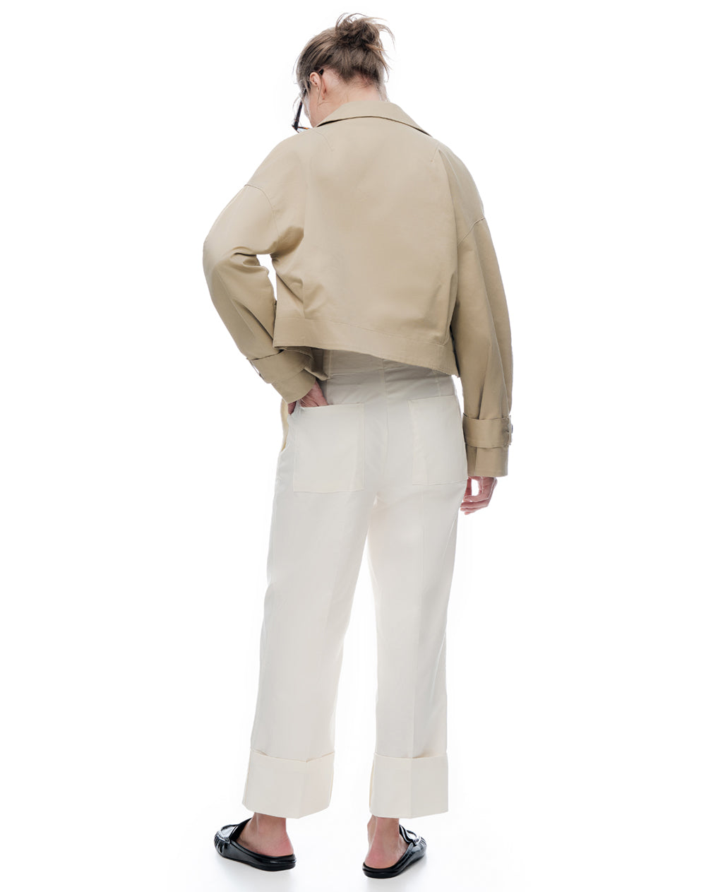 Pantalón regular tiro medio drill habano mujer