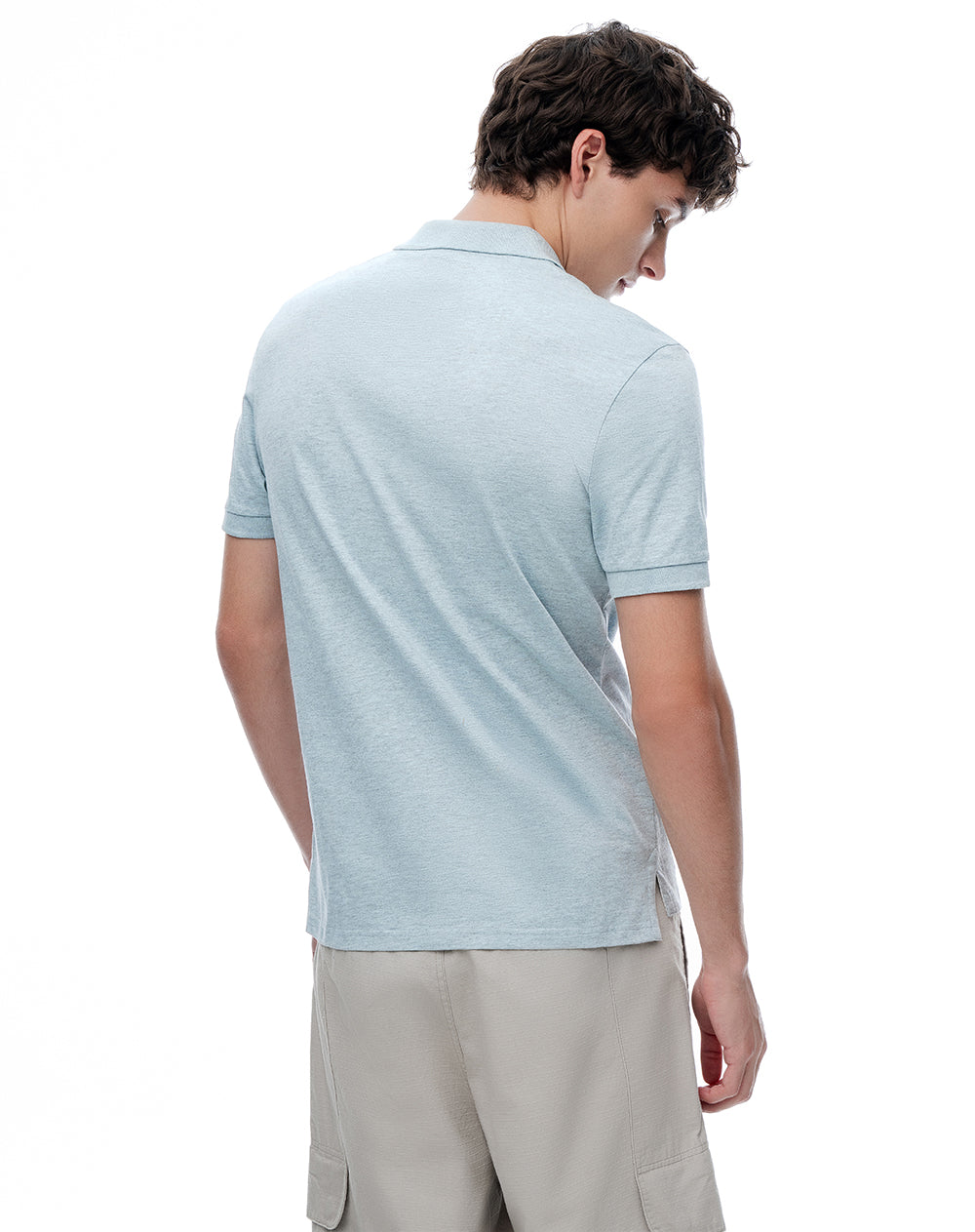 Polo slim algodón azul hombre