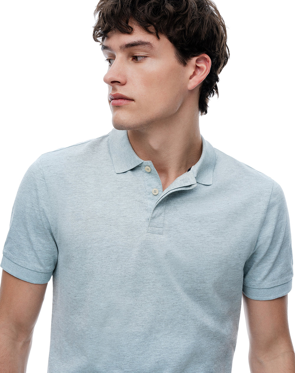 Polo slim algodón azul hombre