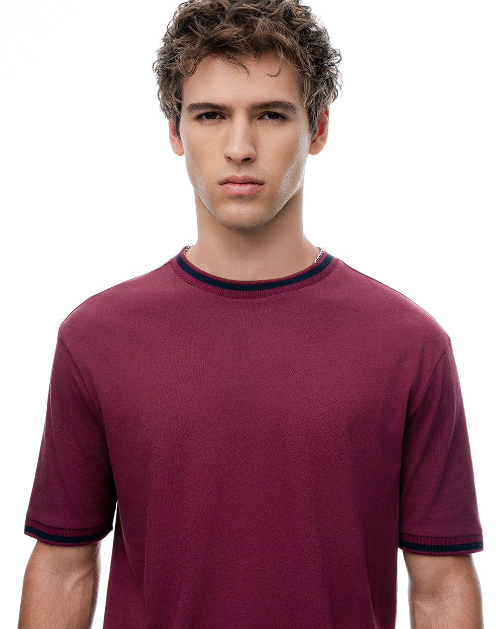 Camiseta regular algodón jersey vino tinto hombre