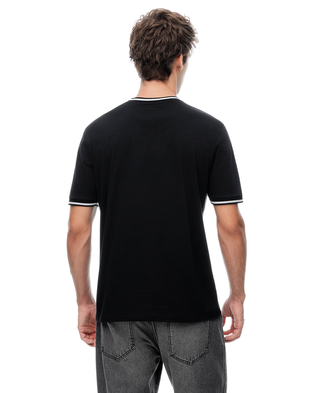 Camiseta regular algodón jersey negra hombre