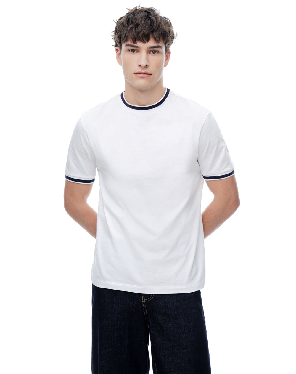 Camiseta regular algodón jersey azul hombre