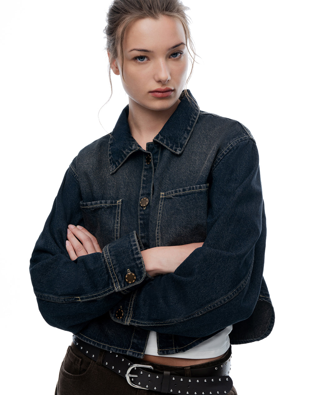 Chaqueta loose índigo oscuro mujer