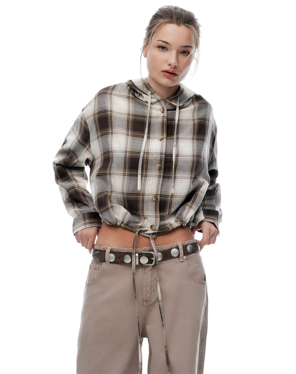 Chaqueta oversize cuadros mujer