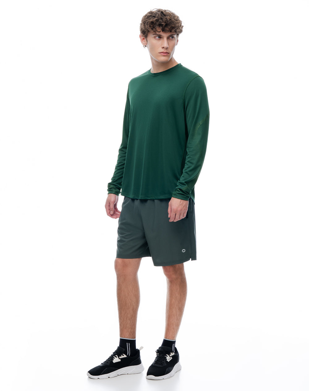 Pantaloneta deportiva malla interna verde hombre