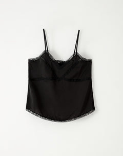 Blusa satín negra mujer