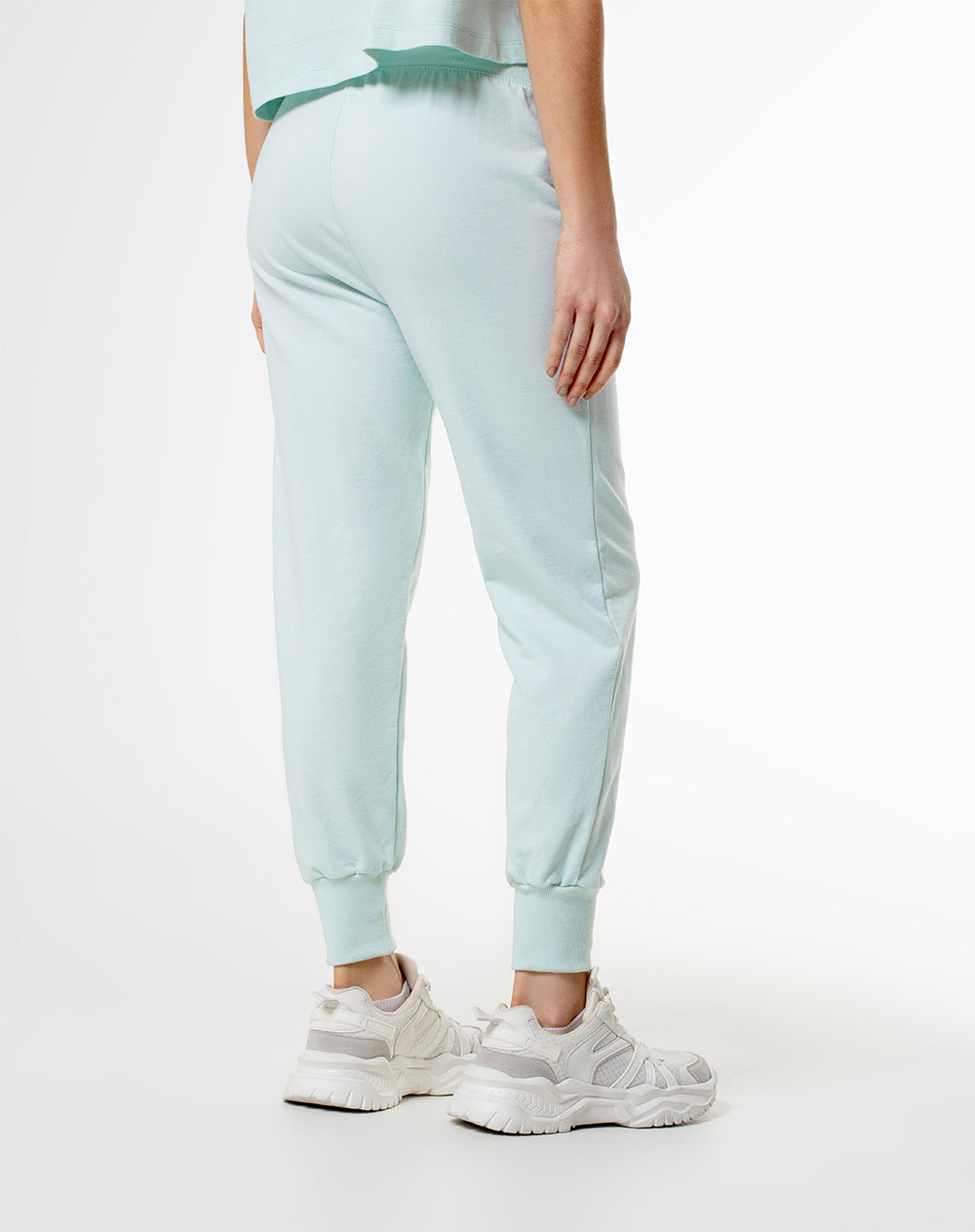 Jogger tiro medio algodón azul mujer