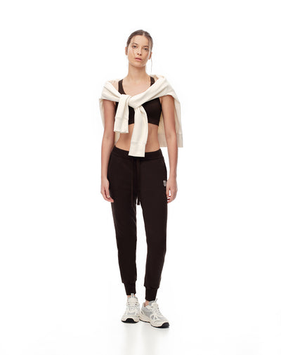 Jogger tiro medio algodón chocolate mujer