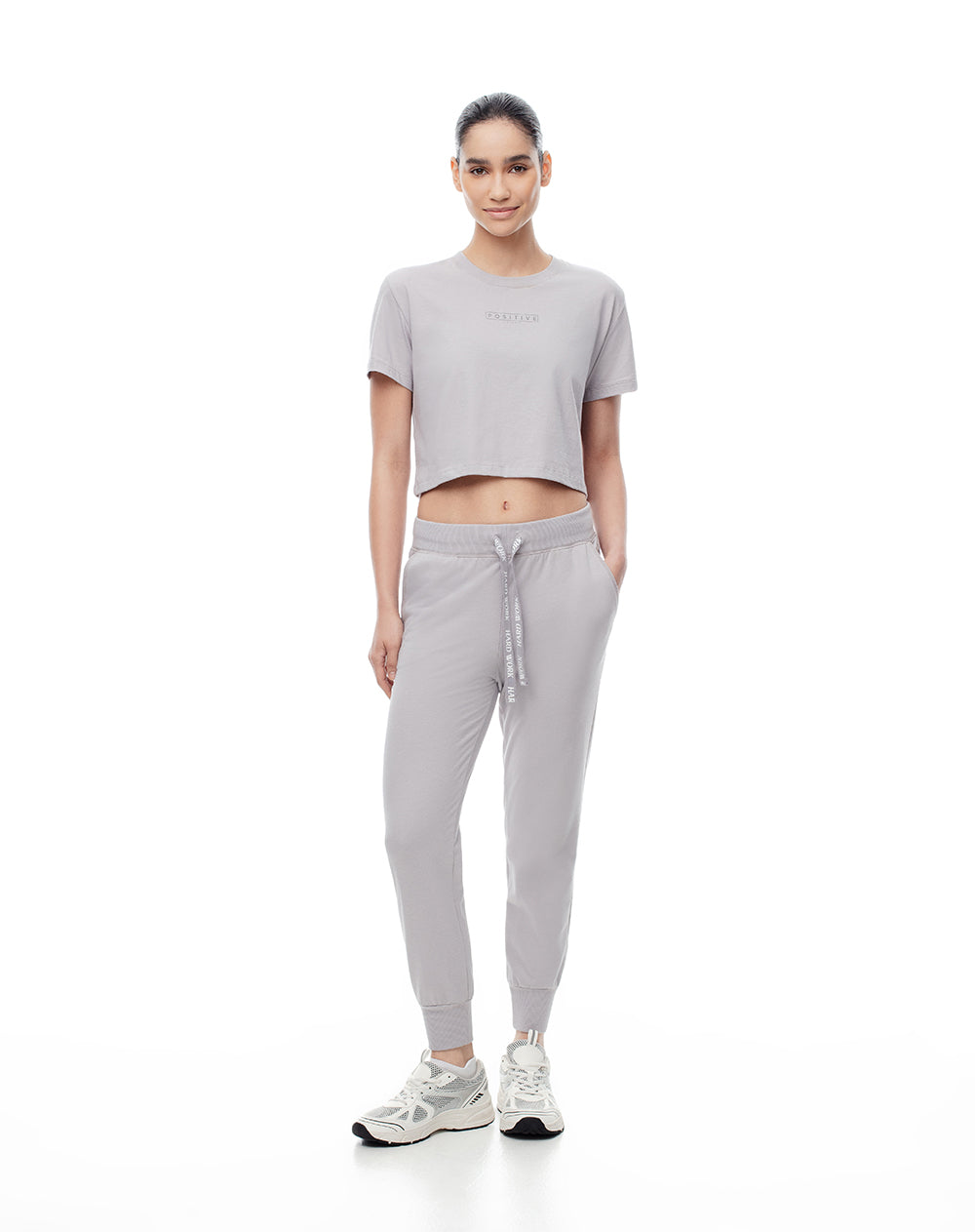 Jogger tiro medio algodón gris mujer