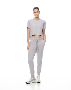 Jogger tiro medio algodón gris mujer