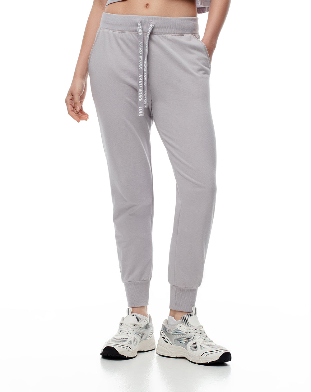 Jogger tiro medio algodón gris mujer