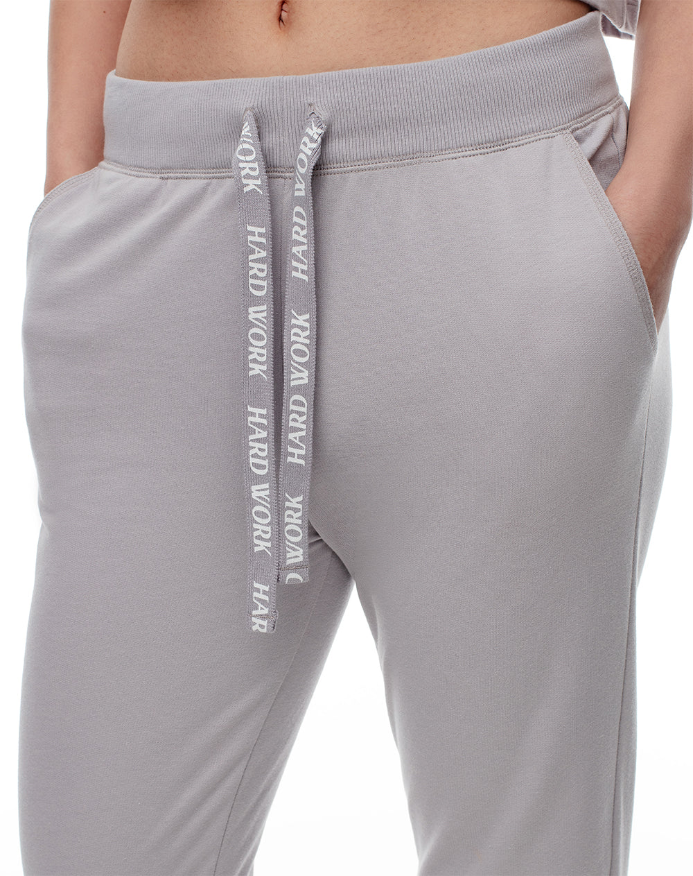 Jogger tiro medio algodón gris mujer