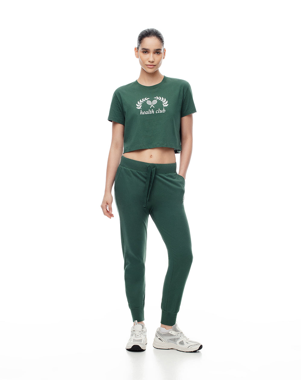 Jogger tiro medio algodón verde mujer