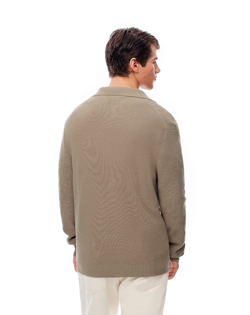 Buzo regular tejido de punto algodón café hombre