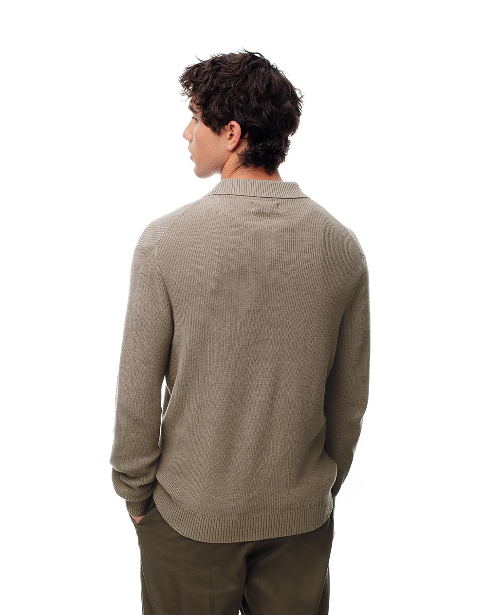 Buzo regular tejido de punto algodón café hombre