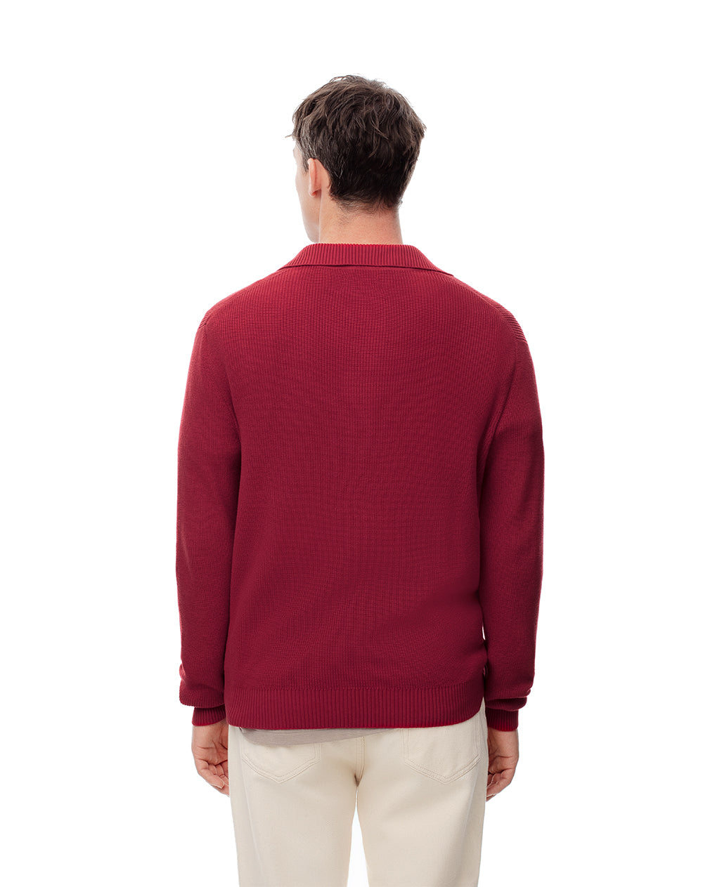 Buzo regular tejido de punto algodón rojo hombre