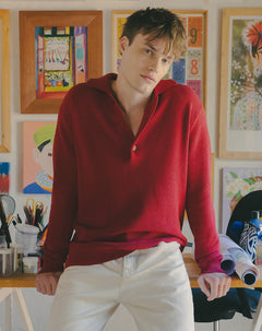 Buzo regular tejido de punto algodón rojo hombre