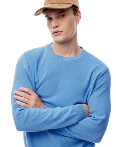 Buzo regular tejido algodón azul hombre