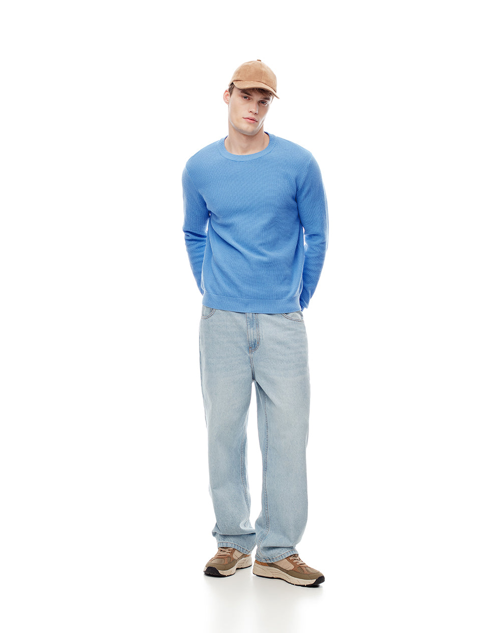 Buzo regular tejido algodón azul hombre