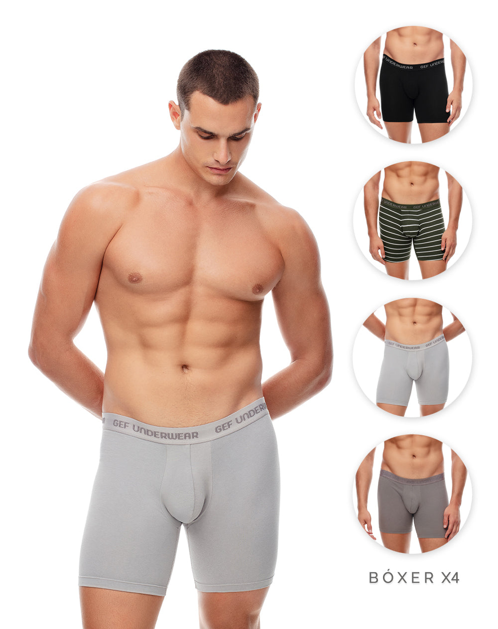 Bóxer medio algodón jersey x4unds surtido