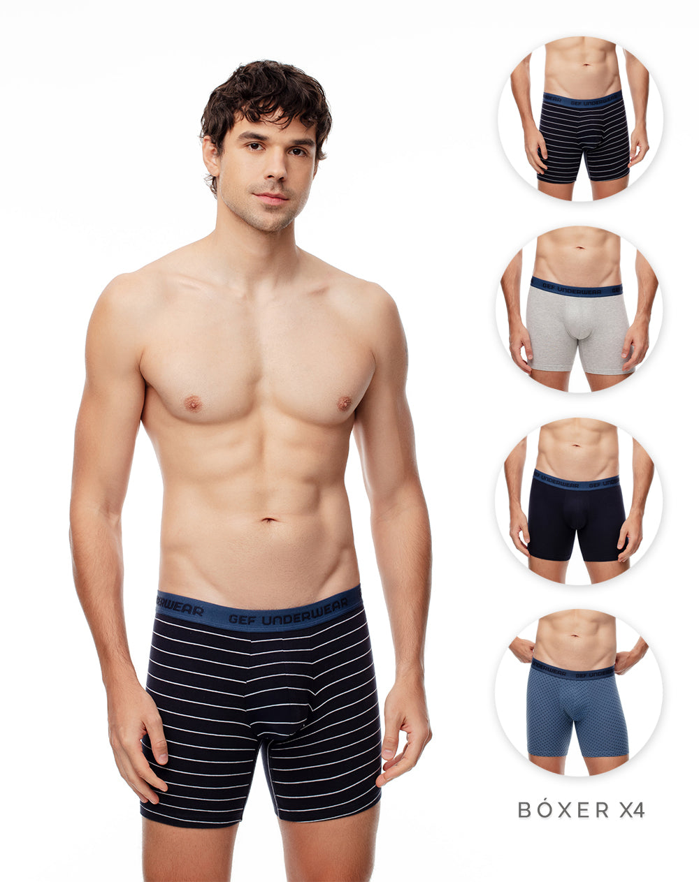 Bóxer medio jersey algodón x4unds surtido