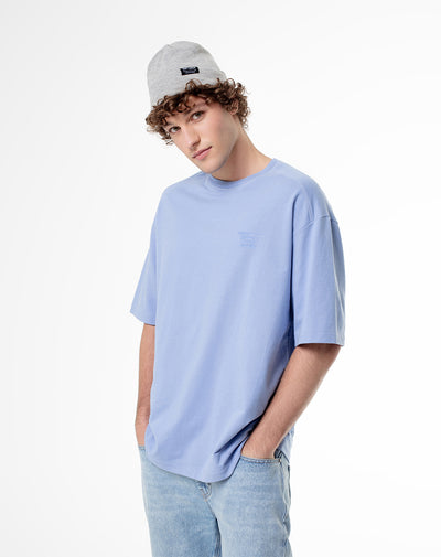 Camiseta oversized algodón azul hombre